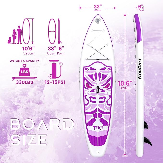 FunWater Inflatable Ultra-Light Stand Up Paddle Board for All Skill Levels with Premium SUP Paddleboard Accessories,Non-Slip Comfort Deck for Youth & Adults