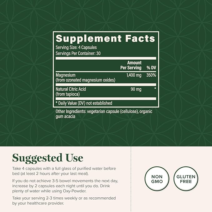 Global Healing Center Oxy-Powder Oxygen Based Safe and Natural Colon Cleanser and Relief from Occasional Constipation (120 Capsules)(Packaging may vary)