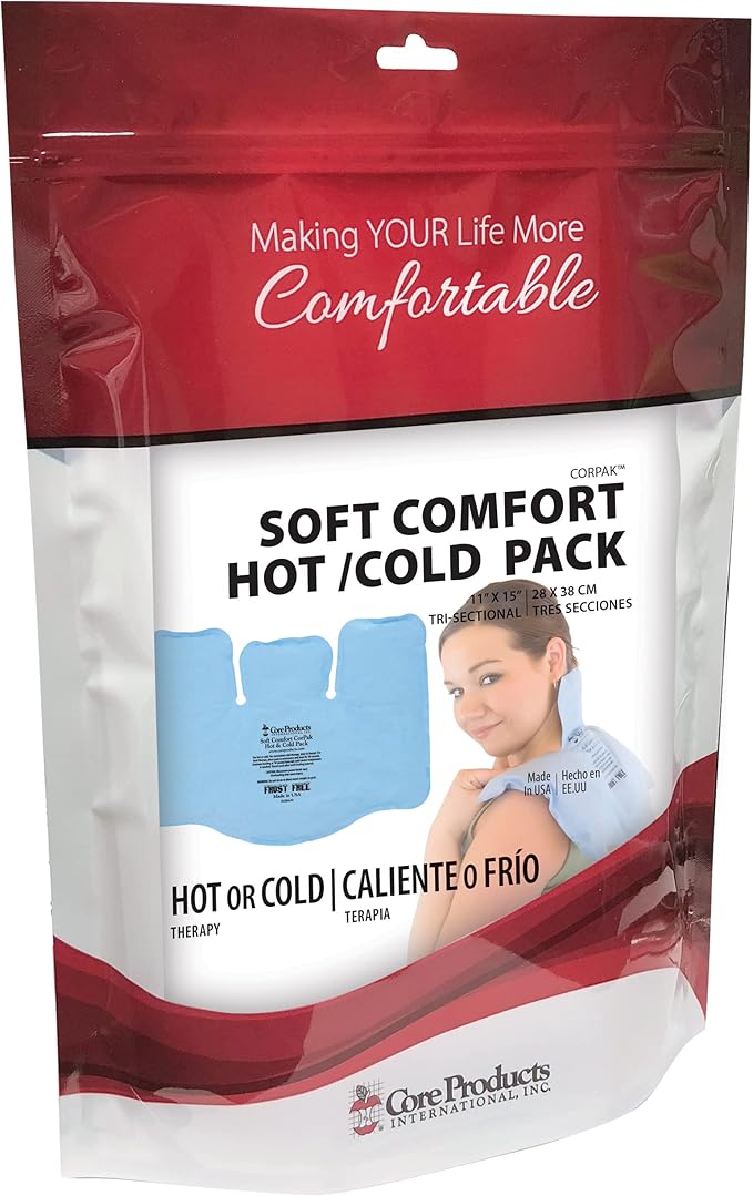 Core Products Soft Comfort CorPak – Reusable Hot & Cold Therapy Pack, Ice Pack for Injuries, No-Frost Compress for Muscle, Back & Joint Pain Relief – 11" x 15", Made in USA