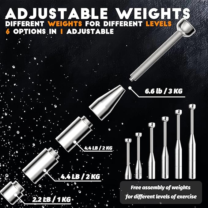 Adjustable Macebell Clubbell,6-in-1 Premium Steel Indian Club,Training for Full Body, Muscles, Shoulder, Grips & Forearms Workouts to Stretching