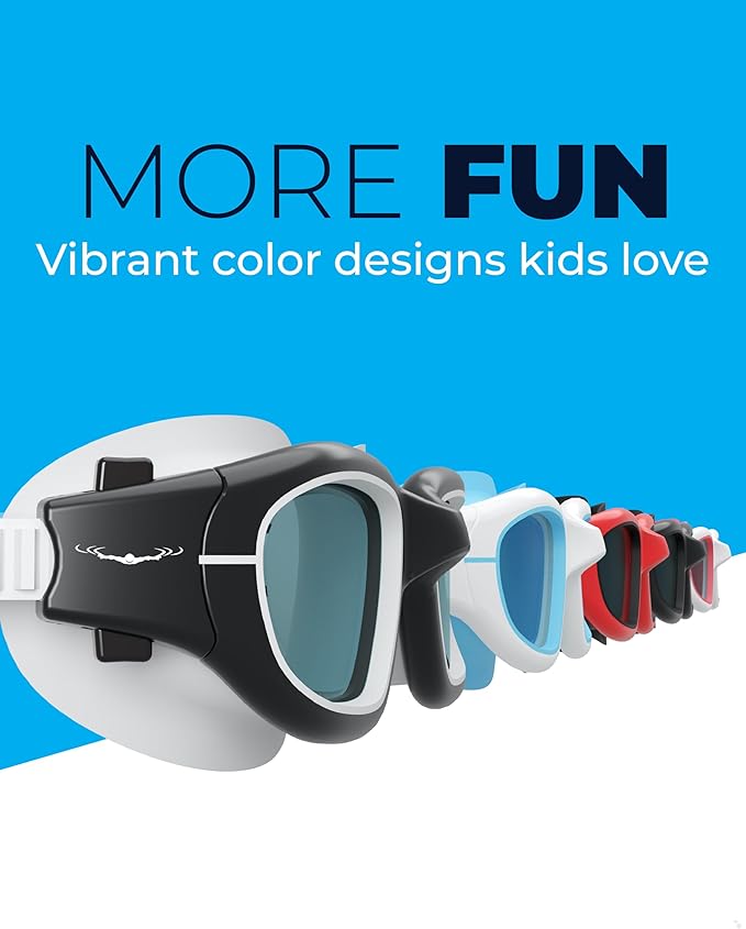 AqtivAqua Swimming Goggles for Kids, MINI-DX Wide View Swim Goggles for Kids Boys Girls, Anti Fog No Leaking