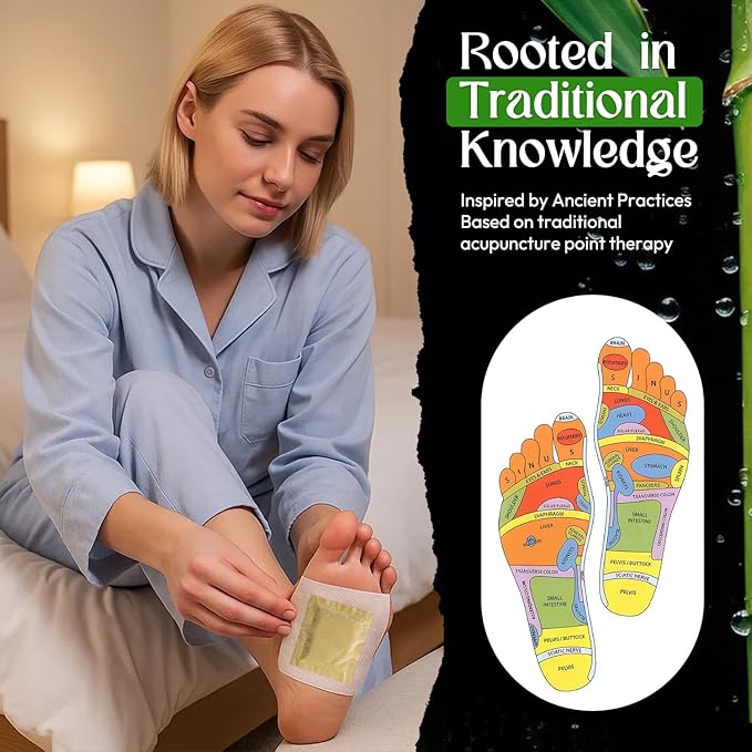 Foot Patches Pads for Deep Cleansing: Feet Patches Bamboo Wood Vinegar Ginger Foot Pads for Promoting Sleeping 20 Packs