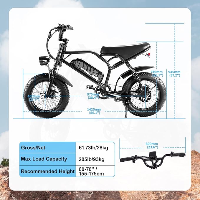 Electric Bike, 16'' Fat Tire eBike for Teens/Adults, 500W E-Bike with 36V/12.8Ah Removable Battery, 22MPH 45 Mile Range Commuting Electric Mountain Bike with Dual Dual Brakes