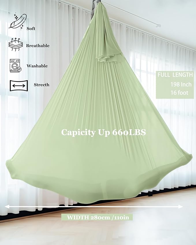 F.Life Aerial Silk Yoga Hammock & Swing for yoga Inversion,Strength training,starter hardware kit
