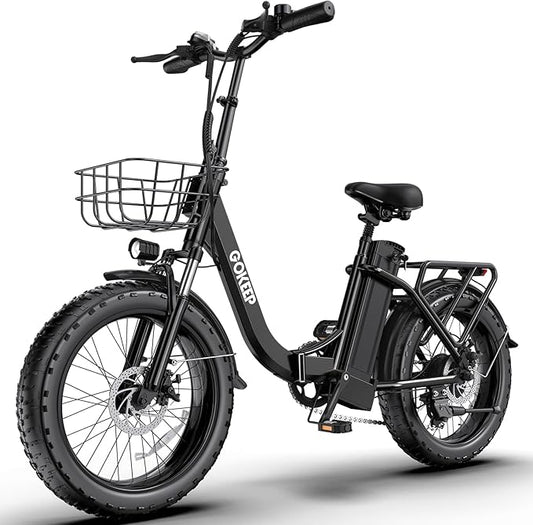 Electric Bike for Adults 20" Fat Tire,750W Motor 52V 13AH Removable Battery Max Range 35 Miles,28MPH,Folding EBike with Shimano 7 Speed and Adjustable Seat for Commute Mountain Snow