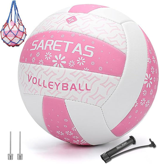 Beach/Water/Sand Volleyballs, Outdoor/Indoor Official Size, Soft Touch Volleyball for Beginners, Cute Volley Ball for Girls/Kids/Youth, Ideal Gifts with Pump for Backyard, Pool, Middle School