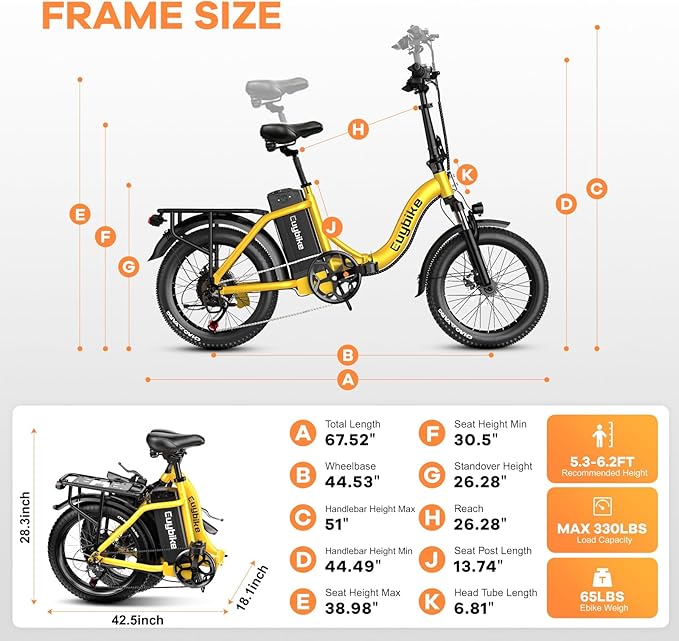 Foldable Electric Bike for Adults, Peak 1000W Brushless Motor 30MPH 70Miles City Commuter Ebike, 48V 20AH Lithium Battery, 20" Fat Tire 7-Speed E-Bicycle with Front Suspension Colourful LCD Display