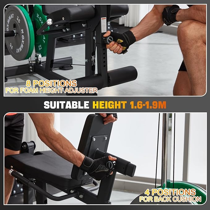 GXMMAT Leg Extension and Curl Machine - Professional Lower Body Workout Equipment for Home Gym, 400lbs Capacity with Adjustable Backrest & Leg Roller, Compact Design (47.24"x42.13"x16.54")