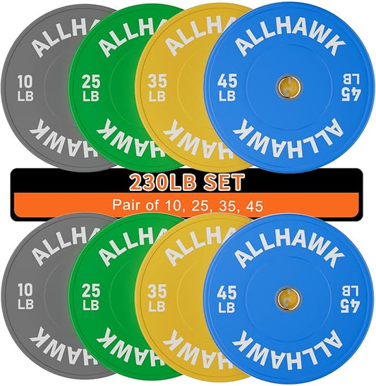 Colored Olympic Weight Plates, 2-inch Rubber Bumper Plate Set for Home Gym Barbell Weight Lifting and Strength Training