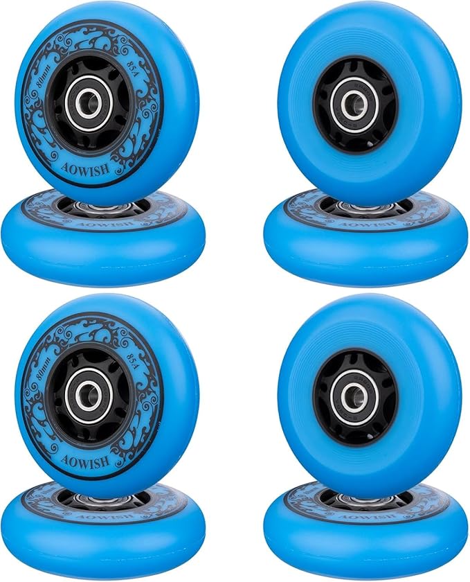 8-Pack Inline Skate Replacement Wheels 85A Outdoor Asphalt Formula Roller Blades Wheels Indoor Roller Blades Wheels with Bearings ABEC-9 & Floating Spacers