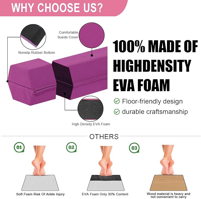 AWSUM Foldable Balance Beam for Kids, 6ft/8ft/9ft/10ft Anti-Slip Gymnastics Equipment, Suede Cover, Toddler to Teen, for Home Training School