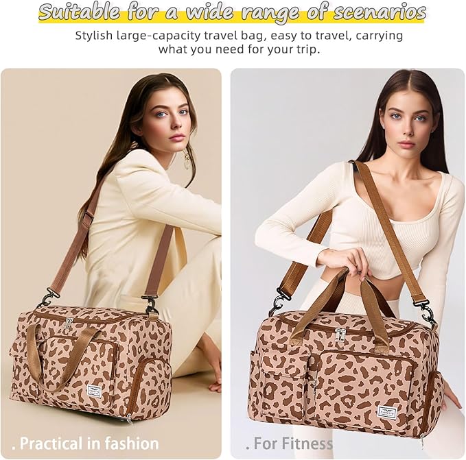 FIORETTO Women's Gym Duffle Bag with Shoes Compartment, 37L Capacity, Ideal for Travel, Gym, Sports, Duffel, Weekender