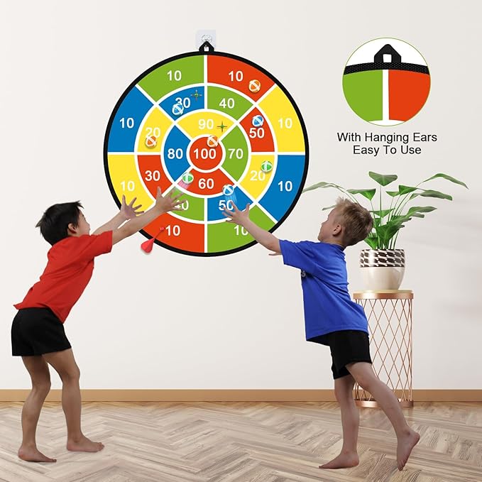 Dart Board for Kids, Darts Set Double-Sided Dart Board with Sticky Balls and Darts, Indoor Outdoor Sport Fun Party Play Parent-Child Activity Game Toys, Gifts for Boys and Girls Aged 3 to 12 Years