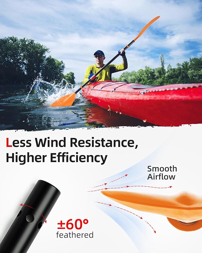 Abahub Adjustable Kayak Paddle 210-230 cm/ 230-250 cm Floating Kayaking Oars Boating Oars Canoeing Oars Black