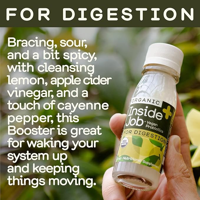 Greenhouse Juice Organic Inside Job Wellness Shots, Cold Pressed Digestive Aid with Apple Cider Vinegar, Lemon, Shots Juice Vegan & Gluten-Free (2 Oz, Pack of 12)