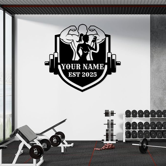 Customized Metal Gym Name Sign, Personalized Sports Room Wall Art,Metal Gym Sign,Unique Fitness Wall Sign, Gym Lovers Unique Gift, Gym Wall Art,Training Center Sign (Style-9)
