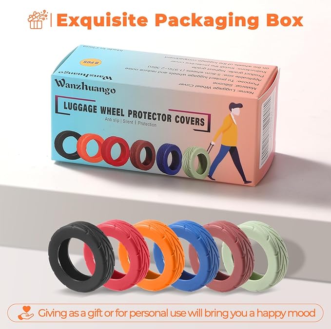 8 Pcs Upgrade Luggage Wheel Covers, Carry On Luggage Suitcases,Wear-Resistant, Anti-Noise, Silicone Wheel Protective Covers for 2-2.4" Spinner Wheel,Essential Travel Accessories (Orange)