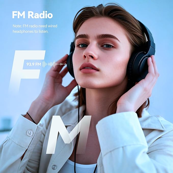 AGPTEK 64GB MP3 Player with Bluetooth, M3 2.4 inch Music Player with Speaker and FM Radio, Touch Buttons, Supports Up to 128GB(Black)