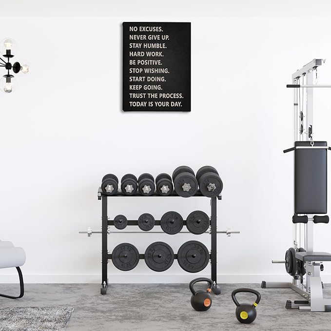 Inspirational Wall Art, Home Gym Decor, Motivational Gym Workout Room Decor, No Excuses Never Give Up, Workout Posters Art Painting Print for Home Gym Exercise Fitness Room Office, 11x14 inch