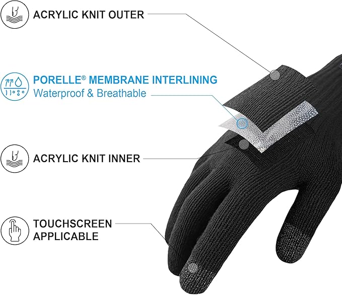 DexShell Waterproof Knit Gloves for Men & Women, Lightweight Touchscreen Wet-Grip for Running Hiking, Spring & Fall Use