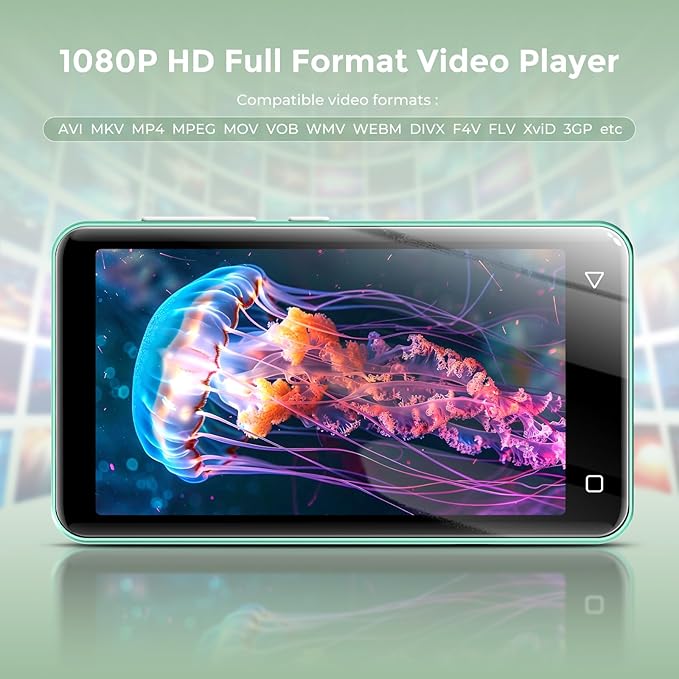 innioasis 80GB MP3 Player with Bluetooth and WiFi, MP3 Player for Kids with Spotify, Spotify Kids, Pandora, Audible, 4.0" Touch Screen Music Player with Parental Controls, Up to 1TB (White+ Green)