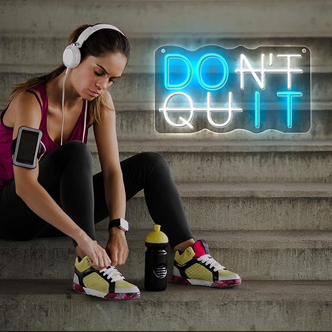 Do It Don't Quit Neon Sign USB Powered with Dimmable Switch for Wall Background Decor Room Decoration Inspirational Wall Art Office Bar Gym Parties Events Birthday Party 16.5x9 in