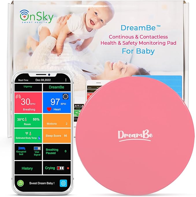 DreamBe-2 Contactless Smart Health Heart & Breathing Monitor for Toddlers & Children. Real-Time Sleep Tracker – Monitor on App Anywhere, Anytime – Touch-Screen Display WiFi - Night Vision Camera