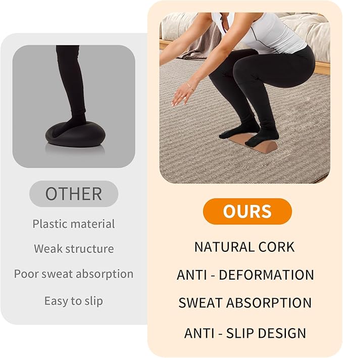 Cork Balance Board Ankle Stability Trainer, Textured Natural Cork Foot Strengthener for Mobility Support and Fall Protection, Balance Board for Foot Function