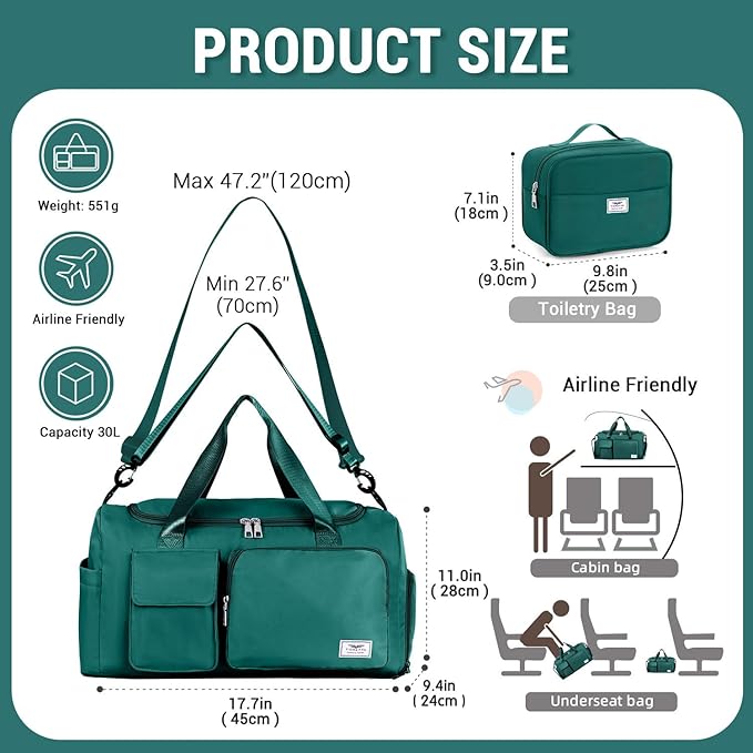 FIORETTO Women's Gym Duffle Bag with Shoes Compartment, 37L Capacity, Ideal for Travel, Gym, Sports, Duffel, Weekender