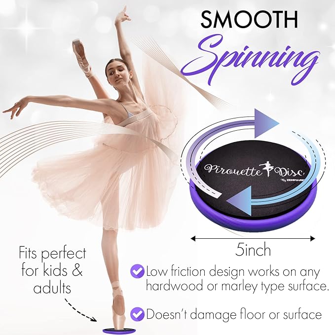 Ballet Pirouette Disc for Dancers - Portable Turn Disc for Dancing on Releve, Gymnastics and Ice Skaters - for Better Pirouette Technique, Releve, Turns and Dance Spinning
