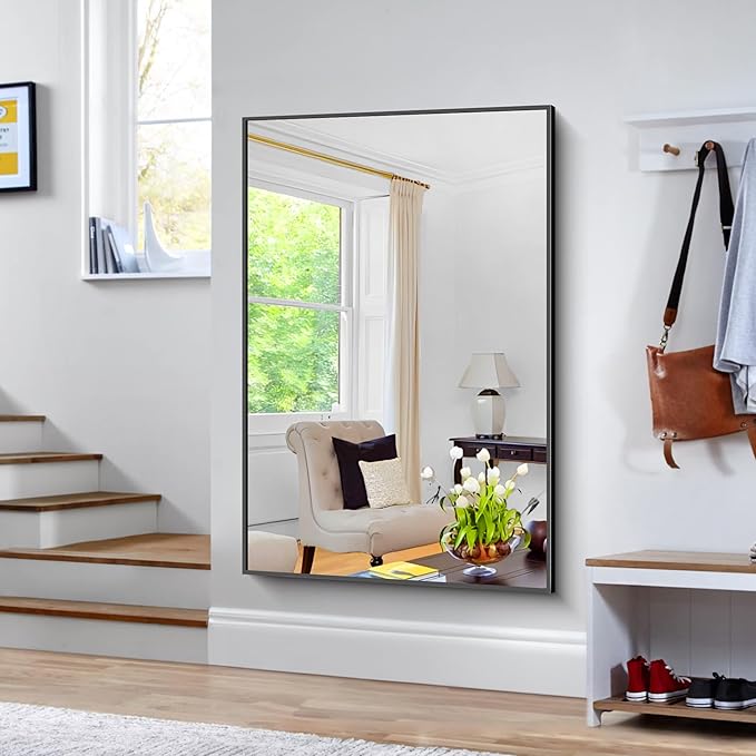 Bathroom Mirror,60x40 inch Bathroom Mirrors for Over Sink,Large Wall Mirror for Bathroom Wall Mounted Rectangle Mirrors,Black Vanity Mirror for Living Room,Bedroom Entryway,Horizontal/Vertical