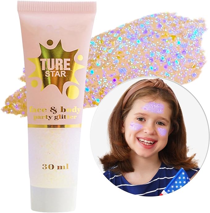 Go Ho Chameleon Light Purple Body Glitter Gel,Color Changing Light Purple Face Glitter,Holographic Fine Chunky Sequins Glitters,Reflective Sparkly Festival Rave Accessories