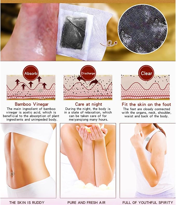 Ginger Foot Pads 100 Packs Bamboo Vinegar Patch Gold Foot Patches Easy to use