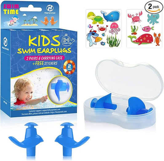 Hearprotek 2 Pairs Swimming Ear Plugs for Kids, Soft Reusable Water earplugs for Kids Swimming Bathing and Other Water Sports