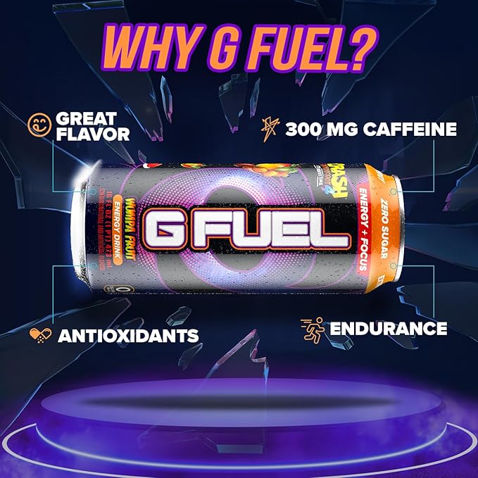 G Fuel Energy Drink, Apple Mango, Sugar Free Beverage with 300mg Caffeine, Daily Energy Boost with Focus Amino, Vitamin + Antioxidants, 16 oz Cans (Crash Bandicoot, 12-Pack)