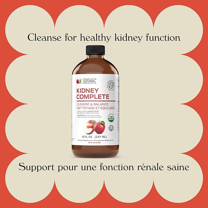 Complete Natural Products Kidney Complete - 8oz Organic Liquid for Kidney Support, Cleanse, and Detox with Apple Cider Vinegar, Lemon, & Organic Chanca Piedra.