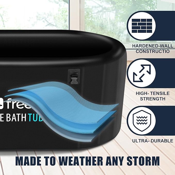 Freein Ice Bath Tub For Athletes Water Chiller Compatible Cold Plunge Outdoor, Portable, Foldable Cold Plunge Tub for Adults 52"x28"x24" Inflatable Recovery PRO