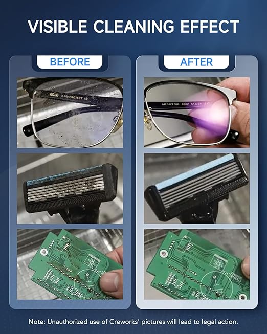 CREWORKS Ultrasonic Cleaner with Heater & Timer, 1/2 Gallon Stainless Steel 60W Ultrasonic Cleaning Machine with Degas & Gentle, 2L Sonic Machine for Professional Jewelry Watch Glasses Cleaning