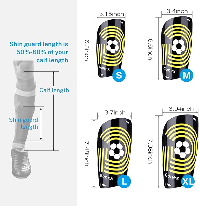 Gonex Soccer Shin Guards for Kids Adult, Youth Boys Girls Shin Guards Slip in Soccer Shin Pad Sleeves Canilleras for Football Games, EVA Cushion Protection Reduce Shocks & Injuries
