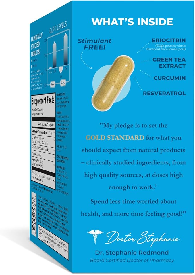 Dr. Stephanie's GLP-Wonder Natural GLP-1 Boosting Supplement - Control Hunger & Appetite, Fight Cravings - Side-Effect Free Support