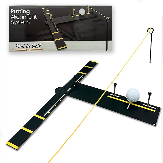Dial In Golf Putting Alignment System – Master Alignment, Start Line & Impact | Eye, Stance & Putter Face Calibration | Compact Golf Aid w/High-Vis Sight Line String