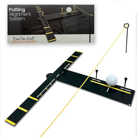 Dial In Golf Putting Alignment System – Master Alignment, Start Line & Impact | Eye, Stance & Putter Face Calibration | Compact Golf Aid w/High-Vis Sight Line String