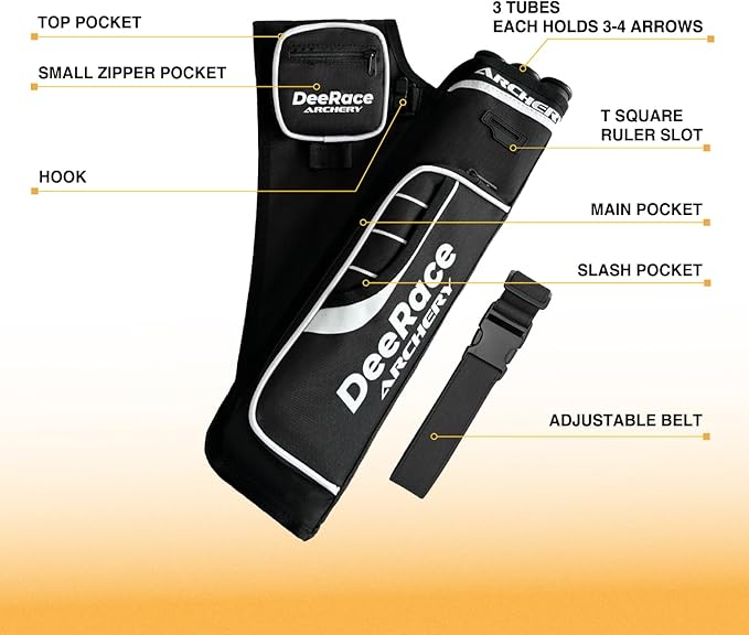 DEERACE Archery Hip Quiver, 3 Tubes Arrow Holder for Compound and Recurve Bow