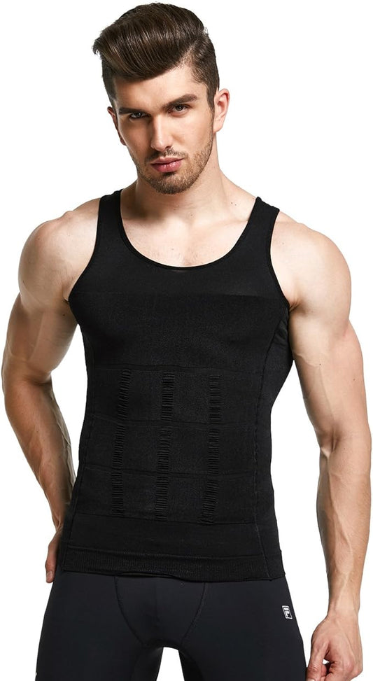 GKVK Mens Slimming Body Shaper Vest Shirt Abs Abdomen Slim