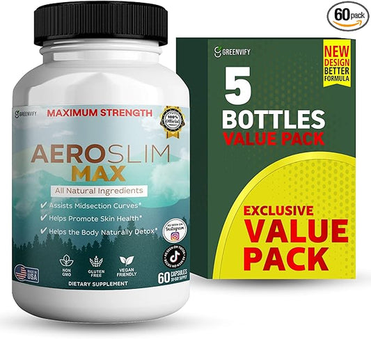 Aeroslim Max Natural Dietary Supplement, 60 Capsules, Maximum Strength, Vegan, Gluten Free, Non-GMO, Made in USA (5)