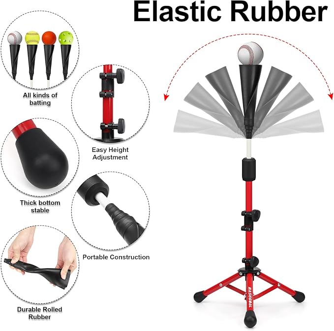 Baseball Tee for Kids,Youth Stand Set,Teeball Set,Youth Baseball,Softball Batting Tee Set,Easy Adjustable Height