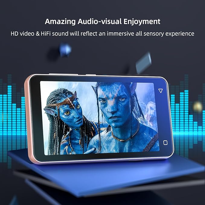 80GB MP3 Player with Bluetooth and WiFi, MP4 MP3 Player with Spotify,Spotify Kids,4" Music Player with Pandora, Audible,Music Player with Speaker (Pink_White)