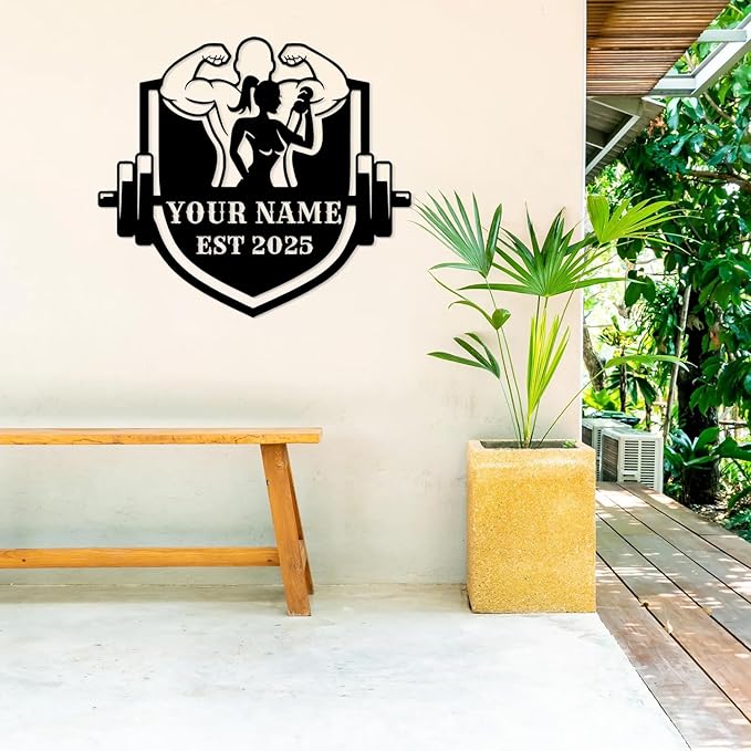 Customized Metal Gym Name Sign, Personalized Sports Room Wall Art,Metal Gym Sign,Unique Fitness Wall Sign, Gym Lovers Unique Gift, Gym Wall Art,Training Center Sign (Style-9)