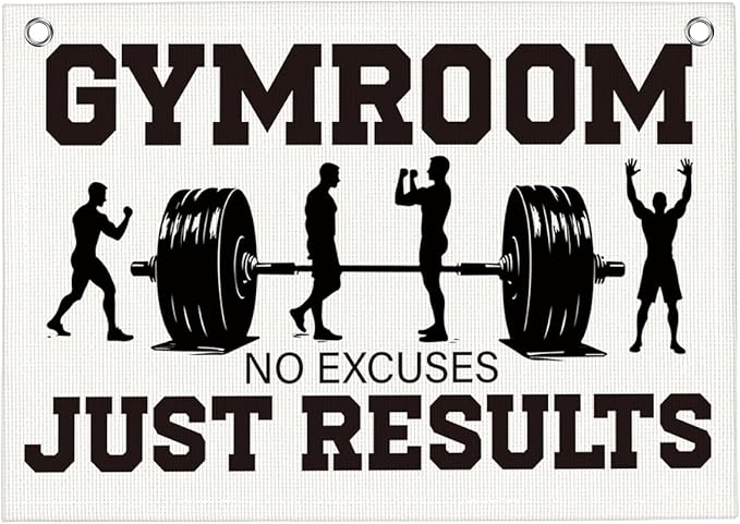 Gym Room No Excuses Just Results Gym Motivational Wall Art Banner Dorm Posters Gifts for Guys Men Women Gym Flag Decor for Home Gym Bedroom Workout Room 30x20 Inchs