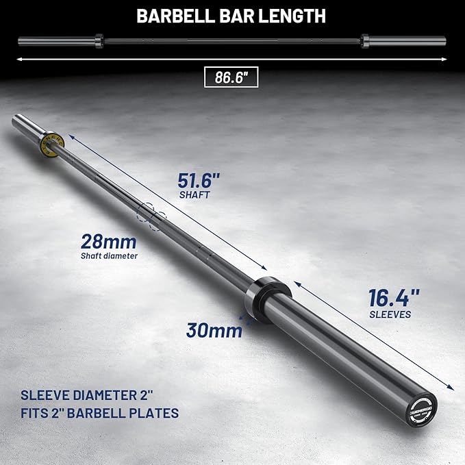 7ft Olympic Barbell Bar 45LB Load 1500lbs Capacity Available, for Gym Home Exercises, Weightlifting, Powerlifting for 2" Olympic Plates